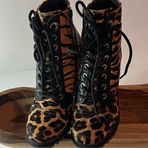 Multi animal print hair bootie.